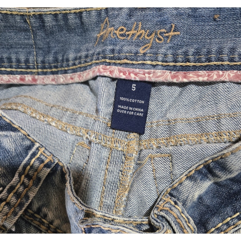Y2K Amethyst Cutoff Denim Shorts Low Rise Distressed Light Wash Women's Size 5 - Picture 5 of 6